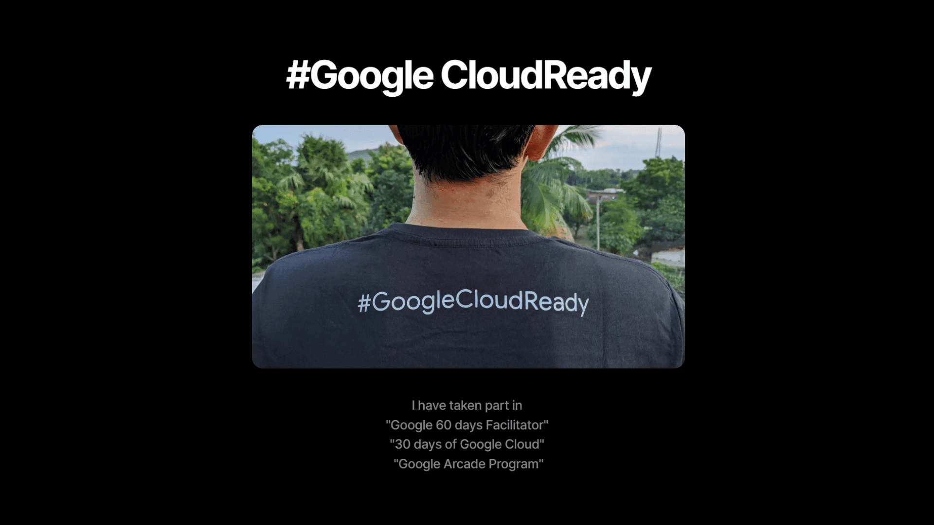 Google Cloud Ready Portfolio interface
