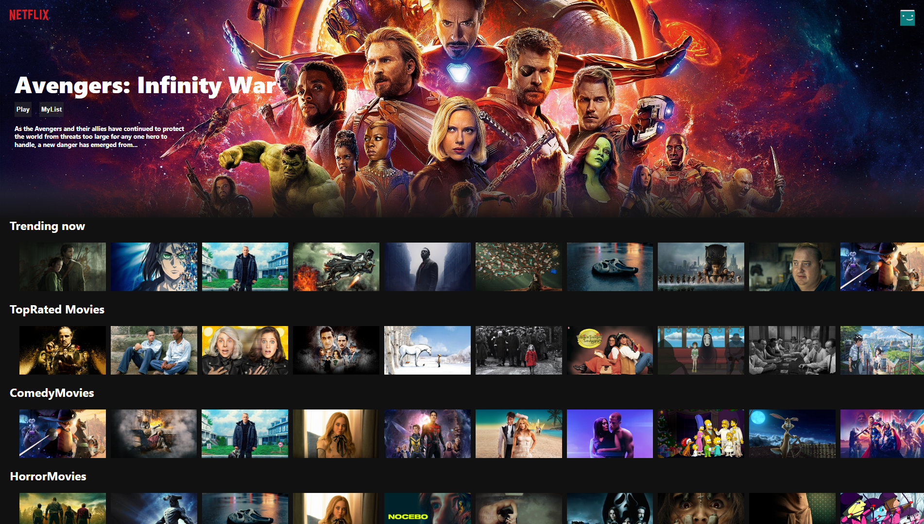 Netflix Clone interface